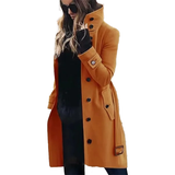 Women's Wool Blend Stand Collar Coat - Orange - Women's Jacket - XXXL - Polyester - image 28