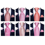 Men's 3 Pcs Stylish Pink Silk Tie Sets - Pink - SJT-3349 - One Size - Silk - image 11