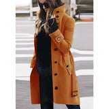Women's Wool Blend Stand Collar Coat - Khaki - Women's Jacket - XXXL - Polyester - image 3