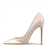 Women's Genuine Leather Fashion High Heels - Beige/Black - 1 / Suede / 12cm / Stilettos - 46 B - Genuine Leather - image 25
