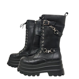 Women's Gothic Punk Retro Biker Boots - Black - 1 / Combat Boots - 10 B - PU Leather - image 29