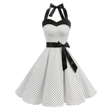 Women's Polka Dot Swing Halter Dress - White - 1014 / Dress - XXL - Polyester - image 27