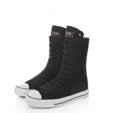 Women's Men's Canvas Mid-Calf Sneakers - Black - Increase Heel - 43 B - Canvas - image 32