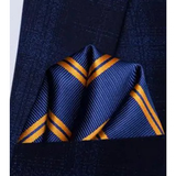 Funki Buys | Neckties | Men's 3 Pcs Blue and Gold Striped Tie Set