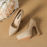 Women's Elegant Patent High Heel Pumps - Beige - 1 / 12cm Heel - 41 B - PU Patent Leather - image 2