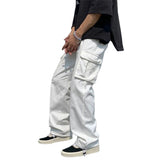Men's Loose Fit Long White Cargo Pants - White - Cargo Pants - XXXL - Polyester Denim - image 37