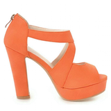 Women's Block Heel High Platform Sandal - Orange - Platform Sandals - 43 B - PU Leather - image 32