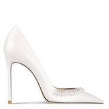 Women's Pearl Leather Wedding Stilettos - White - 1 / 6cm / Bridal Shoes - 41 B - Genuine Leather - image 7