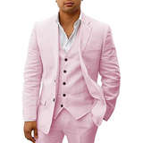 Men's 3 Pcs Linen Summer Wedding Suits - Champagne - Wedding Suit - 5XL - Linen - image 19