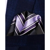 Funki Buys | Neckties | Men's 3 Pcs Black Lilac Striped Tie Set