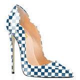 Women's Colored Checkered Patent High Heels - Black/White - 12cm Heel - 44 B - PU Leather - image 6