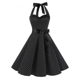 Women's Polka Dot Swing Halter Dress - Black - 1014 / Dress - XXL - Polyester - image 28