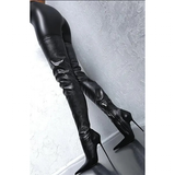 Women's Luxury Thigh High Stiletto Boots - Black - Thigh High Boots - 47 B - PU Leather - image 19