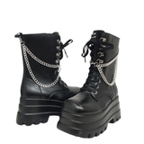 Women's Gothic Punk Retro Biker Boots - Black - 1 / Combat Boots - 10 B - PU Leather - image 26