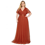 Women's Plus Size Long Evening Dress - Burnt Orange - Dress - 26 - Polyester Chiffon - image 16