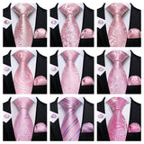 Men's 3 Pcs Silk Pink Wedding Tie Set - Pink - MJ-433 - Medium - Silk - image 43