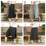 Men's Long Japanese Kimono Wide Shorts - Black - 1 / Japanese Long Shorts - 5XL     92 to 99kg - Linen - image 20