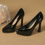 Women's Elegant Patent High Heel Pumps - Beige - 1 / 12cm Heel - 41 B - PU Patent Leather - image 31