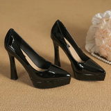 Women's Elegant Patent High Heel Pumps - Beige - 1 / 12cm Heel - 41 B - PU Patent Leather - image 36