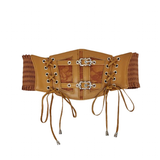Women's Buckle Strap Waist Cinch Belts - Camel - Waist Cinch Belt - PU Leather - image 10