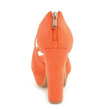 Women's Block Heel High Platform Sandal - Orange - Platform Sandals - 43 B - PU Leather - image 34