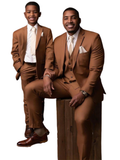 Men's 3 Pcs Formal Wedding Suit Slim Fit - Brown - 1 / 3 Piece Slim Fit Suit - 5XL - Polyester - image 9