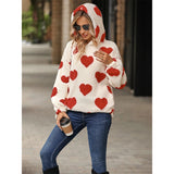Women's Fuzzy Heart Pocketed Hoodie - Black - Hoodie - 2XL - Plush - image 14