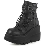 Funki Buys | Boots | Women's Goth Lace Up Platform Wedges