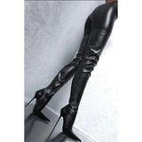Women's Luxury Thigh High Stiletto Boots - Black - Thigh High Boots - 47 B - PU Leather - image 14