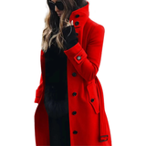 Women's Wool Blend Stand Collar Coat - Red: Women's Jacket - XXXL - Polyester - image 31