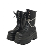 Women's Gothic Punk Retro Biker Boots - Black - 1 / Combat Boots - 10 B - PU Leather - image 28