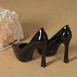 Women's Elegant Patent High Heel Pumps - Beige - 1 / 12cm Heel - 41 B - PU Patent Leather - image 29