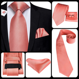 Funki Buys | Neckties | Men's 3 Pcs Salmon Pink Luxury Tie Set