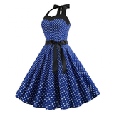 Women's Polka Dot Swing Halter Dress - Black/White - 561 / Dress - XXL - Polyester - image 31