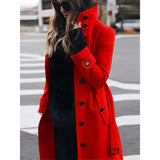 Women's Wool Blend Stand Collar Coat - Khaki - Women's Jacket - XXXL - Polyester - image 22