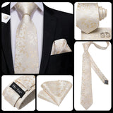 Men's 3 Pcs Silk Floral Formal Tie Set - Beige - 3pc Tie Set - 1167 - One Size - Silk - image 7