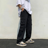 Men's Loose Fit Long White Cargo Pants - White - Cargo Pants - XXXL - Polyester Denim - image 25