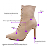 Women's Lace-up Suede Dress Boots - Beige - 1 / Suede 10.0cm Heels - 44 B - PU Suede Leather - image 27