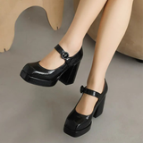 Women's Glossy High Mary Jane Platforms - Gold - Square Mary Janes - 46 B - PU Leather - image 16
