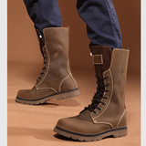 Men's Leather Hiking Boots Hunting Boots - Khaki - 1 / Boots - 45 B - Genuine Leather - image 12