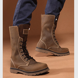 Men's Leather Hiking Boots Hunting Boots - Khaki - 1 / Boots - 45 B - Genuine Leather - image 10