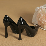 Women's Elegant Patent High Heel Pumps - Beige - 1 / 12cm Heel - 41 B - PU Patent Leather - image 33