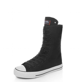 Women's Men's Canvas Mid-Calf Sneakers - Black - Flat Heel - 43 B - Canvas - image 33
