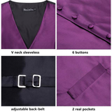 Men's 4 Pcs Luxury Formal Vest Tie Set - Purple - 4Pcs Set -M-0129 - XXXL - Silk - image 13