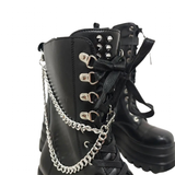 Women's Gothic Punk Retro Biker Boots - Black - 1 / Combat Boots - 10 B - PU Leather - image 33