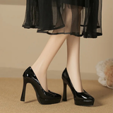 Women's Elegant Patent High Heel Pumps - Beige - 1 / 12cm Heel - 41 B - PU Patent Leather - image 34