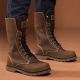 Men's Leather Hiking Boots Hunting Boots - Khaki - 1 / Boots - 45 B - Genuine Leather - image 9