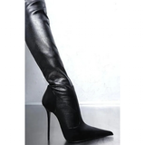 Women's Luxury Thigh High Stiletto Boots - Black - Thigh High Boots - 47 B - PU Leather - image 15