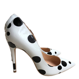 Women's White Black Polka Dot Heels - White/Black - 1 / 12cm Heel - 46 B - Patent Leather - image 20