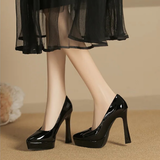 Women's Elegant Patent High Heel Pumps - Beige - 1 / 12cm Heel - 41 B - PU Patent Leather - image 28